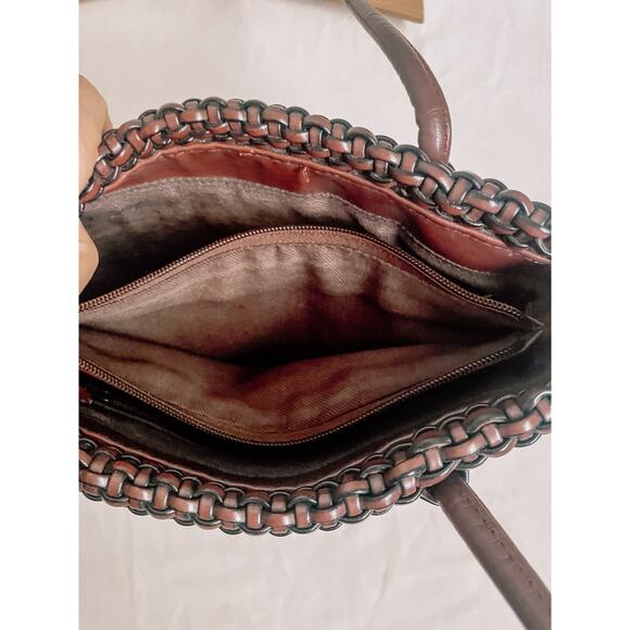 Vintage Nine West Woven Brown Leather Purse. Double handles. Great condition. - Picture 5 of 5